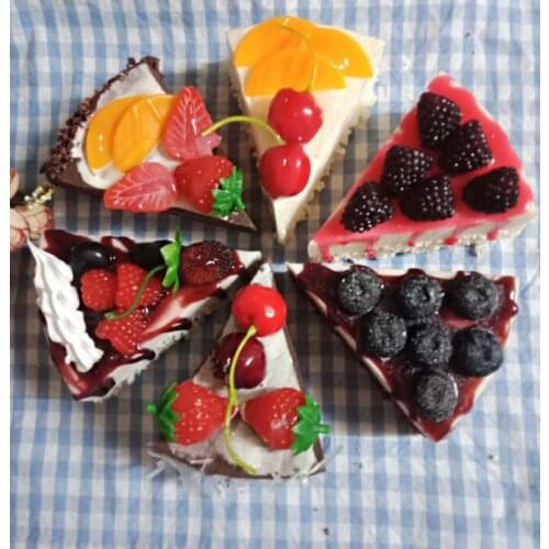 6pcs.Simulation Cake Model Triangle Fruit Dessert Mousse Dim Sum Food Bread Props Shop Decorations