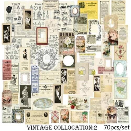 70pcs Vintage Design Paper Stickers for Scrapbooking DIY Projects/Photo Album/Card Making Crafts