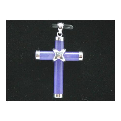 925 Sterling Silver Purple Jade Cross Pendant