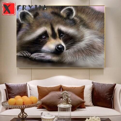 5D Diamond Painting Raccoon Full Drill round Square DIY Needlework Home Decor Diamond Embroidery Mosaic Animal Handmade Gift