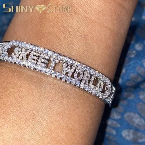 New Arrive DIY Slider Charm Bangles A-Z Initial Name Bracelets Cubic Zirconia Slider Letters Bangles Name Jewelry Drop Ship