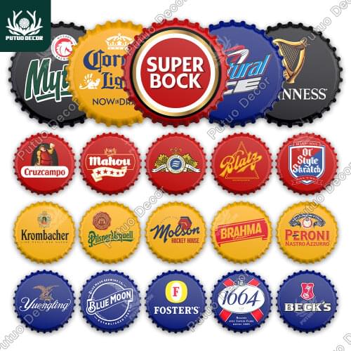 Putuo Decor Beer Bottle Cap Club Sign Metal Tin Sign Plaque Decorative for Pub Bar Man Cave Club Wall Decoration