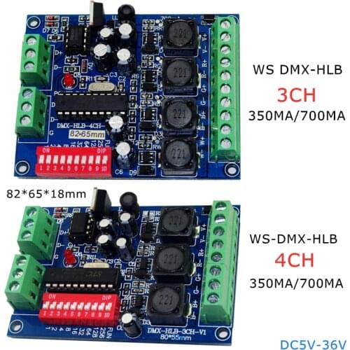 DMX512 Decoder DC5V-36V Constant Current 350MA 700MA WS-DMX-HLB-3CH-350MA