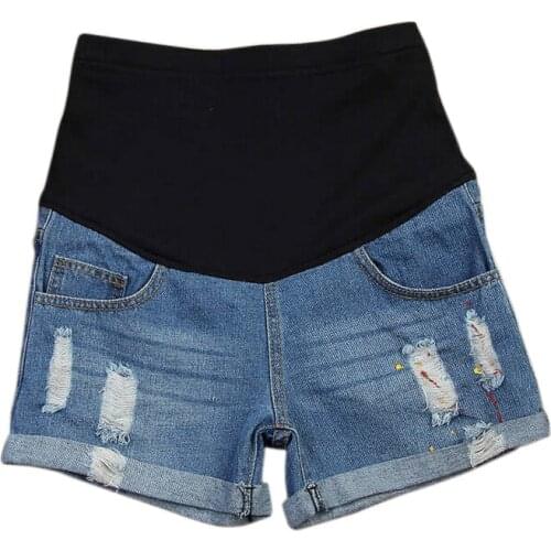 New Maternity shorts Jeans Pants For Pregnant Women Denim Shorts Elastic Waist Denim Adjustsable Jeans Short For Pregnancy Belly