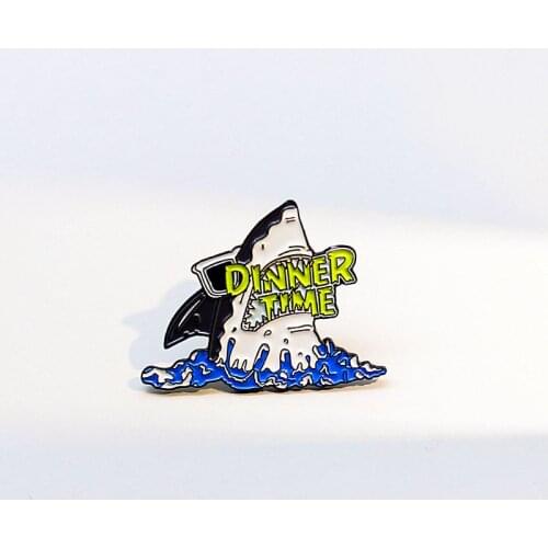 Cartoon Horror Sea Animal Shark Enamel pin Blue Brooch Bag Clothes Lapel Pin Sasha Away Badge Cartoon Jewelry Gift For People