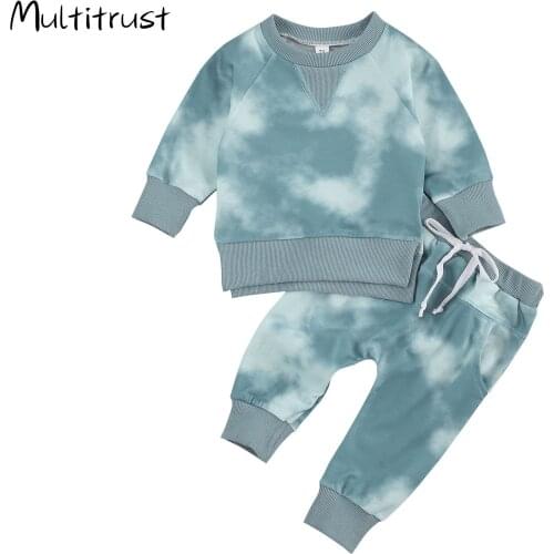 2Pcs Newborn Toddler Baby Boys Clothes Set Long Sleeve Gradient Sweatshirts Tops+Pants Infant Clothing Set Kids Toddler Outfits