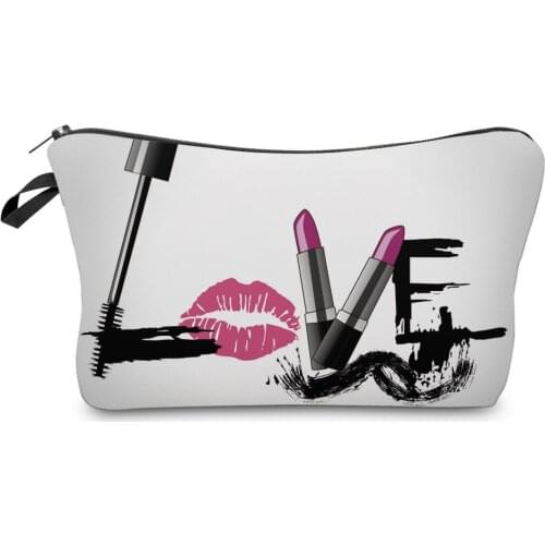 Printed Bag Girls Pretty Cosmetic Organizer Bag Fashion Red lips Makeup Bag for Travel Storage Bag Portable Pouch For Ladies