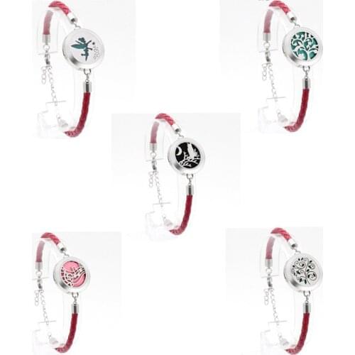 Magnetic Perfume Essential Oil Diffuser Locket Bracelet Birth Year Red Rope Stainless Steel Leather Adjustable Bangle Jewelry