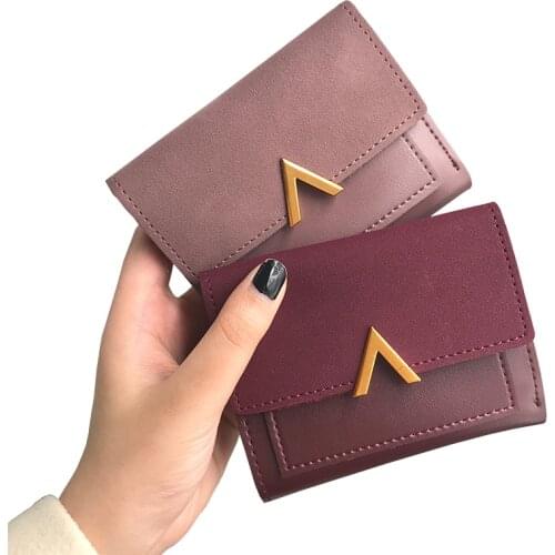 Matte Leather Small Women Wallet Luxury Brand Famous Mini Womens Wallets And Purses Short Female Coin Purse Credit Card Holder