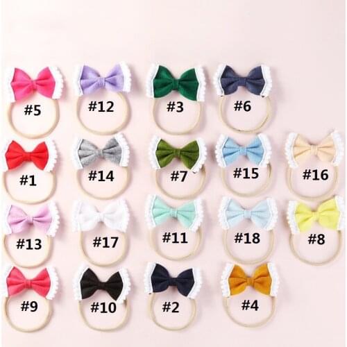 Boutique 36Pcs Fashion Cute Felt Hair Bow Super Soft Hairbands Solid Candy Color Bowknot Nylon Headbands Princess Headwear