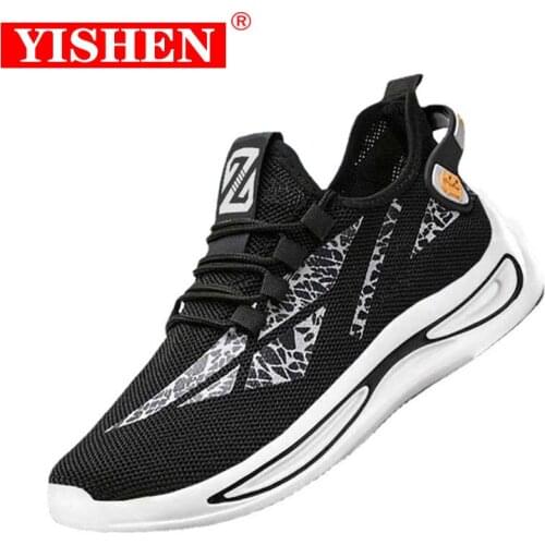 YISHEN Mens Shoes Outdoor Wear-resistant Comfortable Casual Male Shoe Lace Up Mesh Breathable Jogging Walking Fashion Sneakers