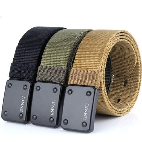 Men Tactical Nylon Waist Belt Double hook Metal buckle Adjustable Heavy Duty Training Waist Belt Army Belt Sturdy Waistbands 3.8