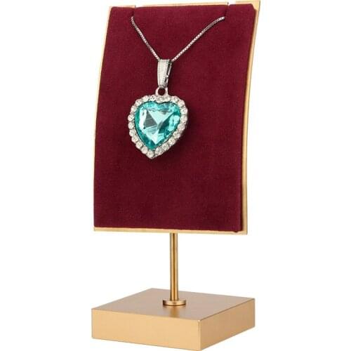 New Red Metal Plate Microfiber Leather Suede Jewelry Pendant Necklace Earrings Shop Window Display Stand 4 Colors Available