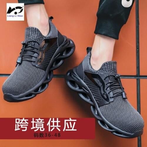 Work Safety Shoes For Men Summer Breathable Boots Working Steel Toe Anti-Smashing Construction Safety Work Sneakers