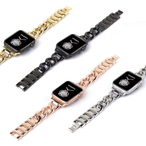 Strap Stainless Steel Band for Apple Watch 6 SE 5 4 40mm 44mm Watchband Bracelet for Iwatch Series 6 5 4 3 2 38 42 Black Silver
