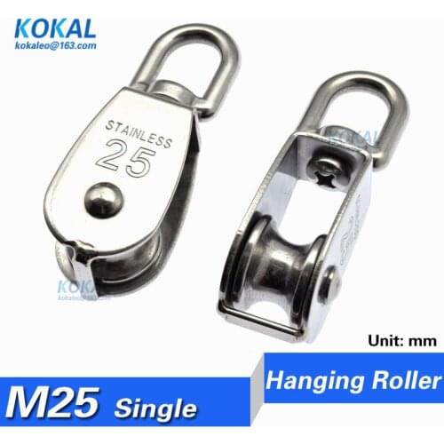 [S-M25] 2pcs/lot 304 stainless steel medical equipment DIY Wire rope pulley Grooved steel hanging door high loading steel pulley