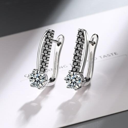 925 Sterling Silver Crystal Piercing Stud Earrings For Women Girls Engagement Party Wedding Jewelry Pendientes eh065