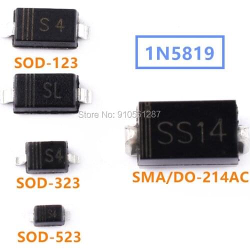 SMD Schottky rectifier diode 1N5819 marking S4 SL SS34 SOD-523/323/123 SMA DO-214AC