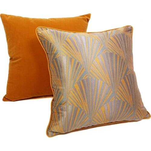 Modern Orange Solid Velvet Luxury Home Decorative Geometry Pillow Case Soild woven Sofa Chair Cushion Cover 45x45cm 1pc/lot