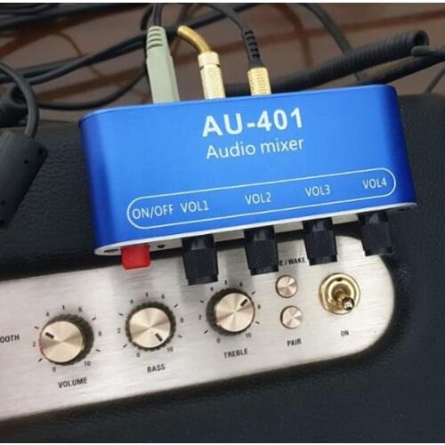 Stereo Mixer (4 Input ,1 Output ) Individually Controls Board DIY Headphones Amplifier Case DC12V