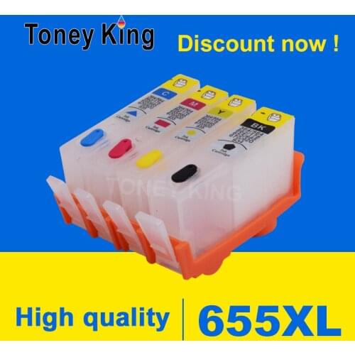 Toney King 655 655XL Refillable Ink Cartridge For HP Deskjet Ink Advantage 3525 4615 4625 5525 6520 6525 Printer
