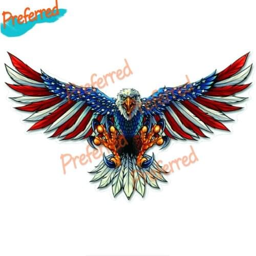 High Quality COOL American Flag Bald Eagle Decal Motocross Racing Laptop Helmet Trunk Wall Vinyl Car Sticker Die Cutting