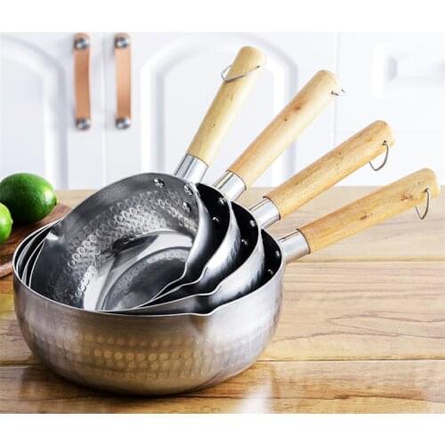 Japanese Pan Non-stick Pan Noodle Pot Kitchen Accessories Milk Pot Aluminum Wooden Handle Pot Tableware Pan Home Cooking Tools