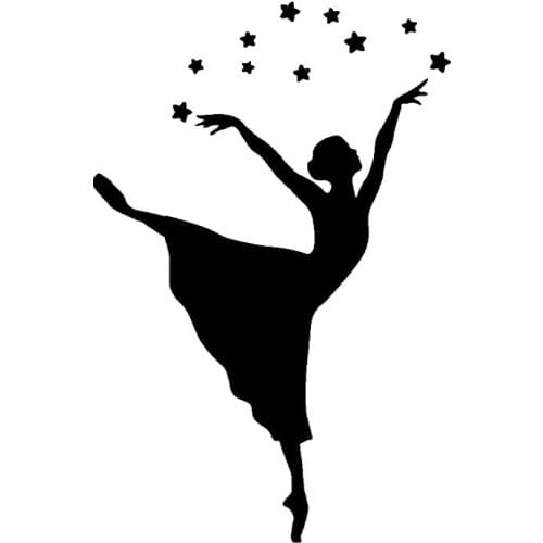 Female Dancer and Cute Star Sticker High Quality Car Window Decoration Personality Pvc Waterproof Decal Black/white, 14cm*9cm