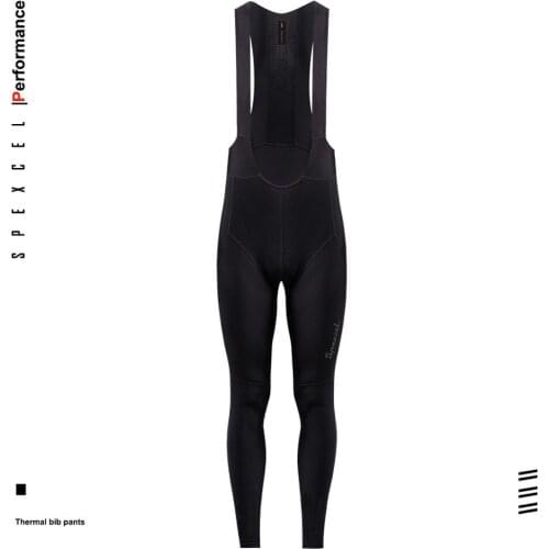 SPEXCEL NEW Performance Winter Thermal Fleece cycling tights thermal fleece cycling bib pants with Colorful Reflective stripe