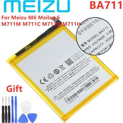 100% Original 3070mAh BA711 Battery For Meizu M6 Meilan 6 M711M M711C M711Q M711H Mobile Phone Batteries Bateria