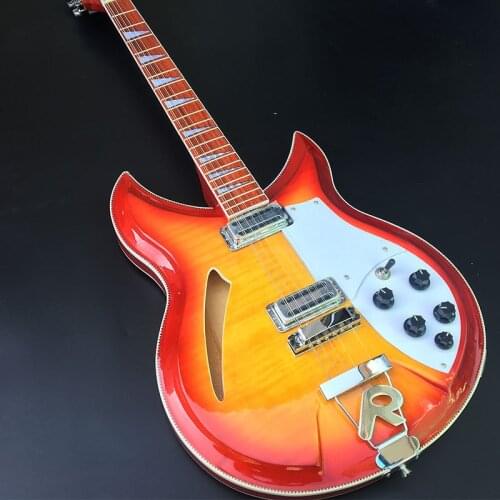 The 12-string 381 electric guitar has varnish on the fingerboard, tiger maple veneer on the front and back, and border on the fr