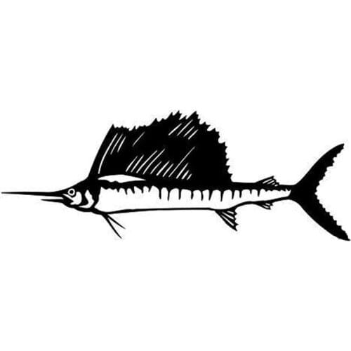 14*5.3CM Marlin Fish Funny Animal Window Decal Personality Motorcycle Car Stickers Black/Silver C6-1305