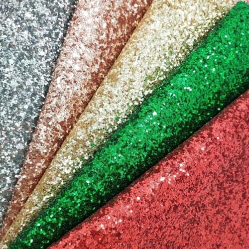 2PCS 21x29cm Chunky Glitter Leather with Color Matching Backing Synthetic Leather Artificial Leather for DIY accessories 6S21