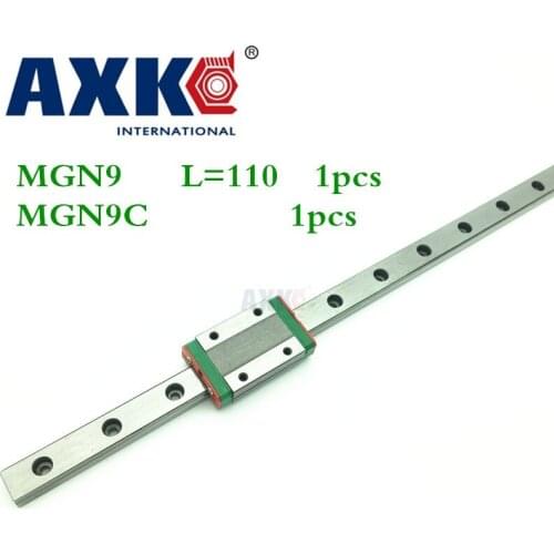 2021 Rushed Axk Linear Rail Cnc Router Parts 1pc 9mm Width Linear Guide Rail 110mm Mgn9 + Mgn Mgn9c Blocks Carriage For Cnc
