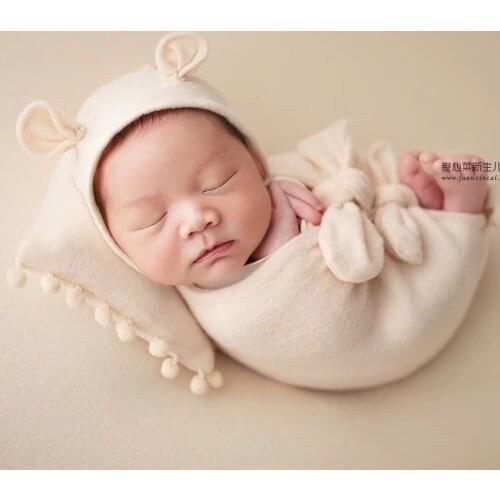 24 Colors Hat + Headband + Pillow + Wrap + Butterfly Cocoon 5 Pieces / Set For Newborn Photography Props Photo Shoot Accessories