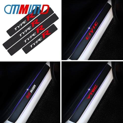 4PCS Car Styling Carbon Fiber Car Door Sill Protector Sticker Decal for HONDA Civic MUGEN TYPER VTEC Accord S2000 CR-V HR-V