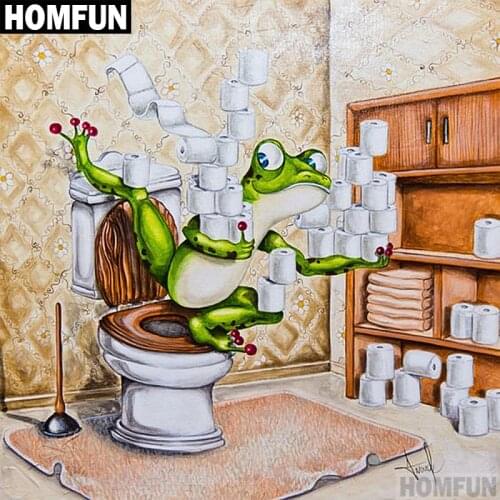 HOMFUN Full Square/Round Drill 5D DIY Diamond Painting "Frog toilet" 3D Embroidery Cross Stitch 5D Home Decor Gift A00615