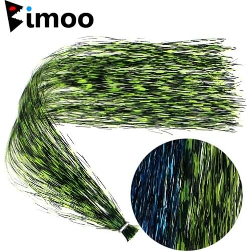 Bimoo 2 Packs Flash Synthetic Fiber Grizzly Barred Flashabou Tinsel Marabou Jigs Saltwater Fishing Streamers Winging Material