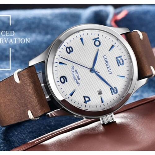 Sapphire Crystal Japan Miyota Automatic Men Watch Luxury Corgeut Top Brand Sport Design Male Clock Leather Mechanical Wristwatch