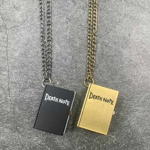 Death Note Theme Quartz Necklace Bronze Black Pocket Watch Vintage Pendant Clock Gift for Japanese Anime Boy Jewelry Accessories