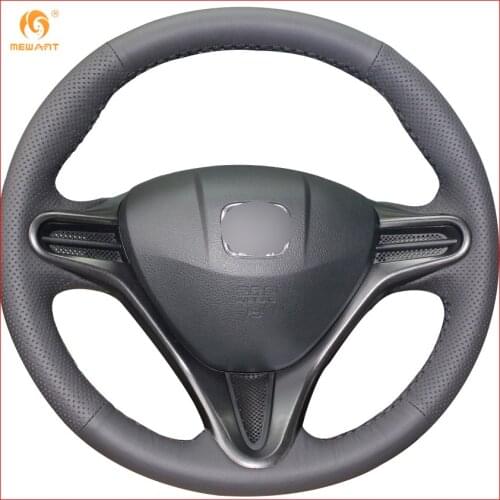 MEWANT Black Artificial Leather Car Steering Wheel Cover for Honda Civic Civic 8 2006-2011 (3-Spoke) Accessories Parts
