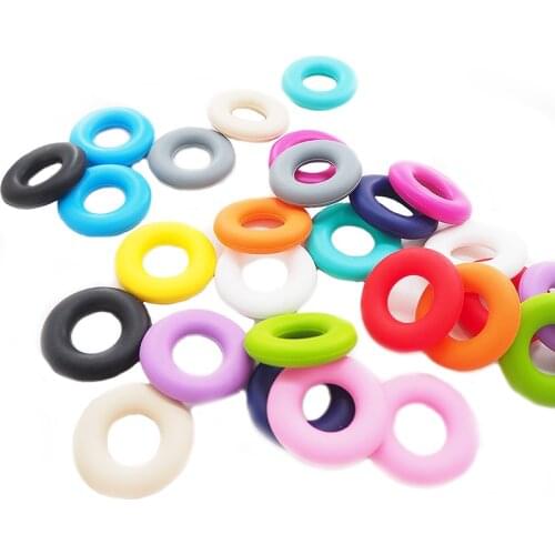 Chenkai 10PCS BPA Free Silicone Doughnut Teether Beads Baby Donut Teething Beads For Making DIY Baby Teether Toy Accessories