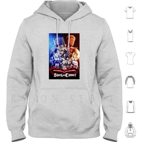 Black Clover Poster Hoodies Long Sleeve Black Clover Anime Black Bull Asta Yuno Grimoire Blackclover Four Leaf