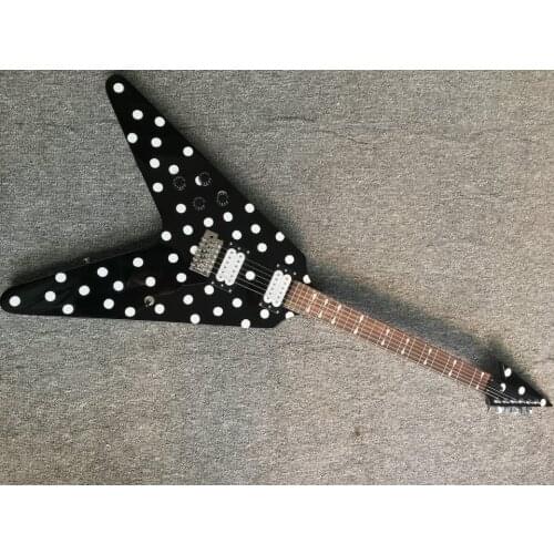 Electric guitar flying v left hand guitar mahogany wood body shape guitar white and black color guitar