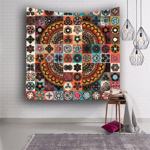 Hippie Tapestry Mandala Wall Hanging Tapestries for Bedroom Home Decor Psychedelic Flower Wall Blanket Dorm Decor 95x73cm