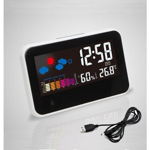 Hot Digital Alarm Clock With Colorful LED Backlight Weather Station Snooze Electronic Table Desktop Clock Wake Up Alarmclock