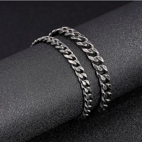 KALEN Punk Matte Cuban Chain Bracelet Men Stainless Steel 18-24cm Ckunky 9mm Chain Wristband Jewelry