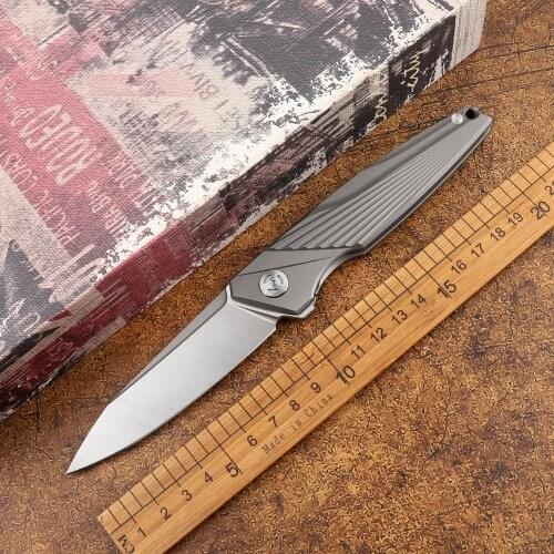 High hardness M390 blade pocket titanium alloy handle ceramic ball bearing sharp outdoor hunting self-defense tool folding knife