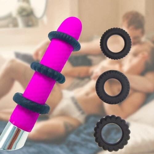 3Sizes Black Silicone Basic Penis Ring Set Stretchy Cock Ring Cockring Sex Dick Rings for Men Delay Ejaculation Sex Toys for Men