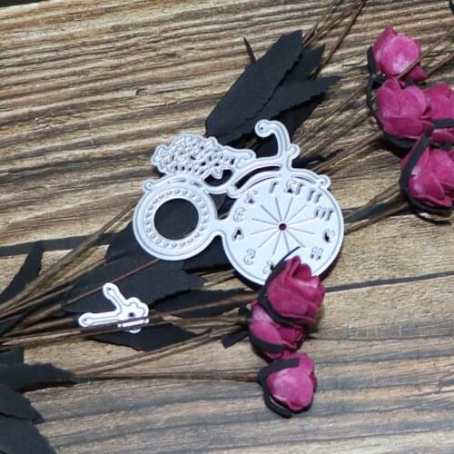 Metal Bicycle Clock Watch Frame Cutting Dies Mould Scrapbook Photo Album Embossing Gift Card Making Handicraft Decoration